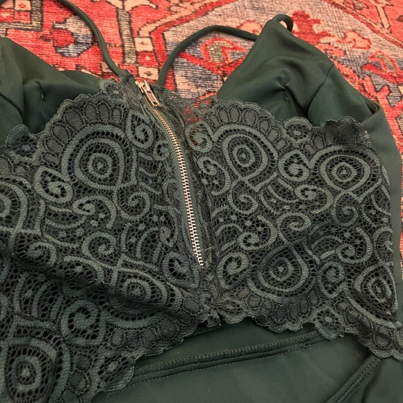 Dark Green Mini Dress Homecoming - Picture 3 of 5